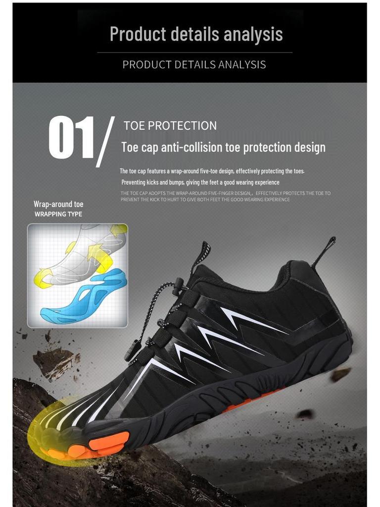 Men's 2024 Outdoor Five-Finger Barefoot Shoes for Hiking, Surfing, Rafting, Climbing, and Wading