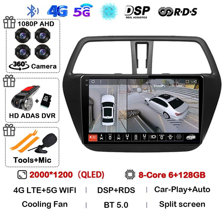 Android 14 Carplay WIFI 4G For Suzuki S-Cross SX4 2014 2015 2016 2017 Auto Car Radio GPS Multimedia Player Stereo Head Unit DSP