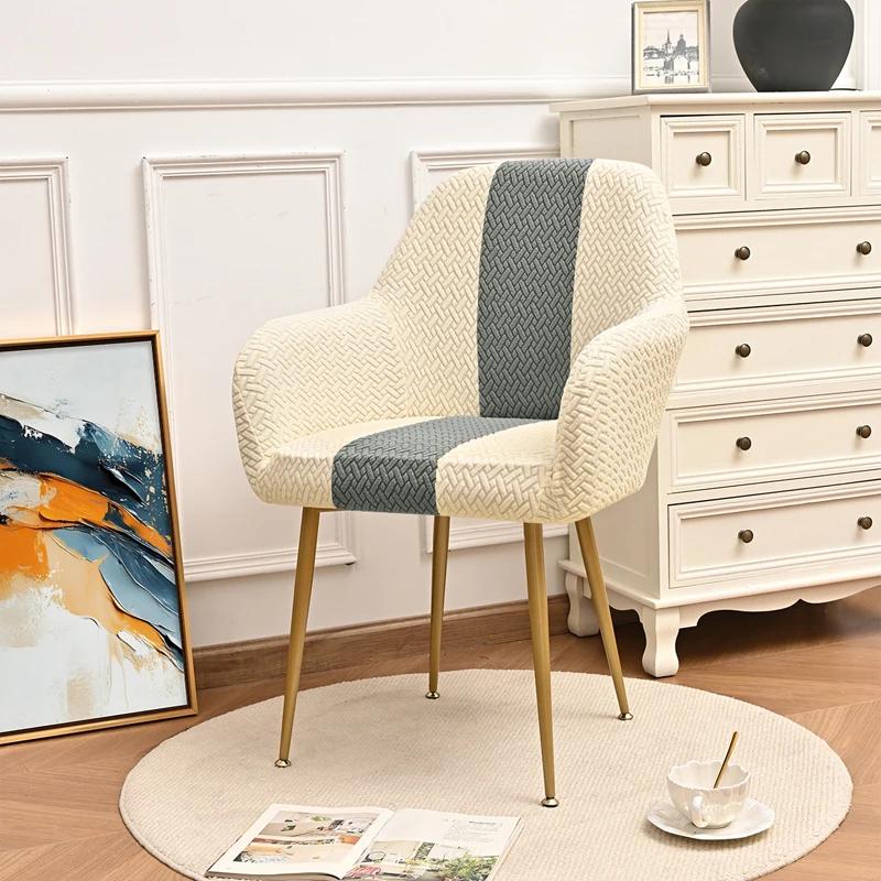 

Высокий Чехол для Кресла Эластичный Жаккардовый T-образный Полосатый Блочный По Цвету Чехол для Изогнутого Кресла Пылезащитный Чехол для Кресла Неправильной Формы