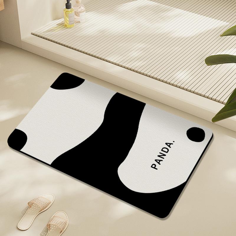 Tapis de sol de salle de bain Panda Doux Boue de diatomées Absorbant l'humidité Séchage rapide Antidérapant Tapis de porte de toilette Tapis de pied de toilette Salle de bain Maison