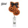 Witch ID Holder Retractable Badge Holder Halloween Glitter Acrylic Reel Cute Ghost Decorative Reel Pumpkin Card for Nurse Doctor Teacher Worker