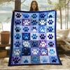 Paw Prints In Quilt Pattern Used for Sofa Bedroom Living Room Bed Couch Chair Warm Blanket Travel Flannel Fabric Blankets
