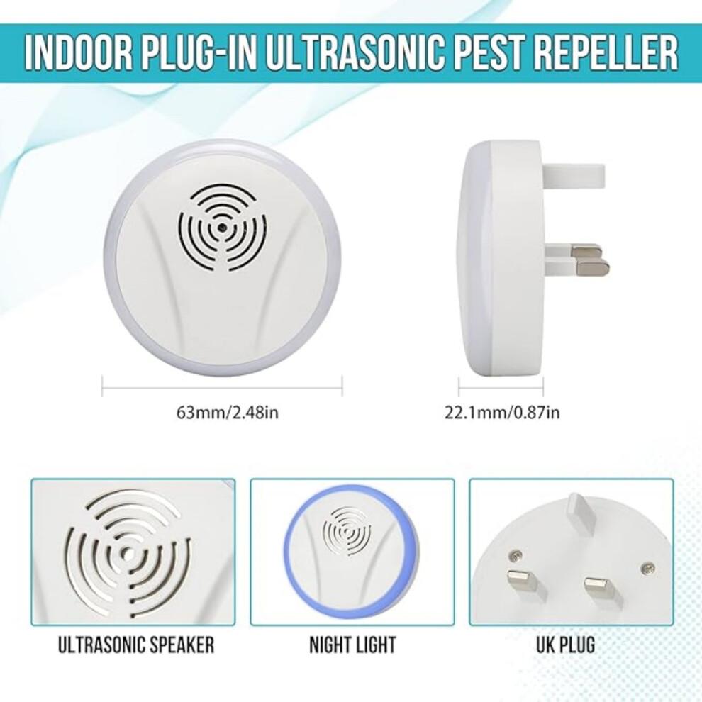 Répulsif anti-insectes à ultrasons, lot de 4 répulsifs électroniques d'intérieur pour araignées, rats, cafards, moustiques, insectes, puces,