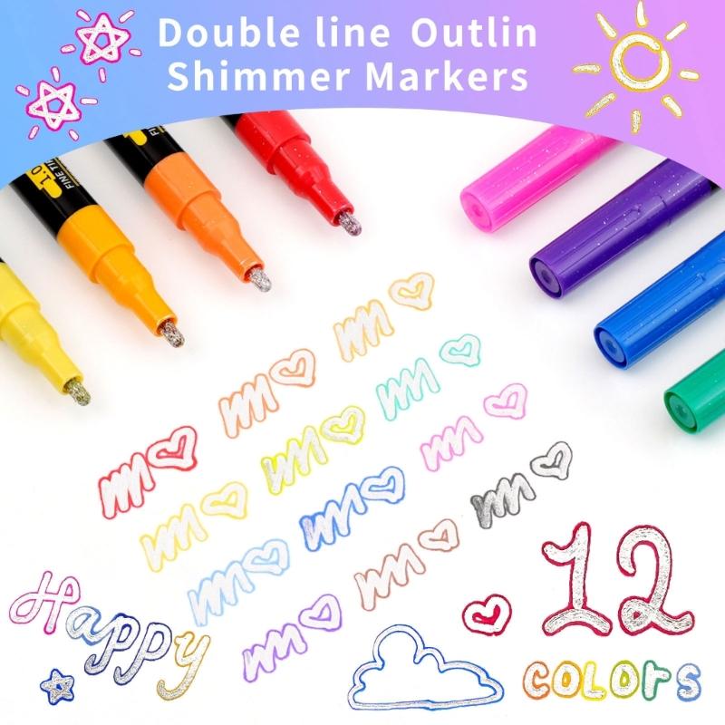 12Pcs Soft Color Marker Highlighters Set With Friendly Materials School Classroom Organization Tools For Note Taking