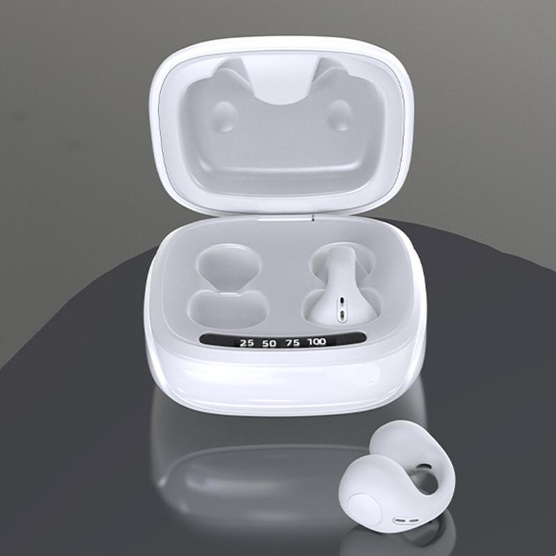 

Беспроводная Bluetooth-гарнитура с зажимом для костной проводимости, большие электрические наушники с шумоподавлением, наушники без задержки белый