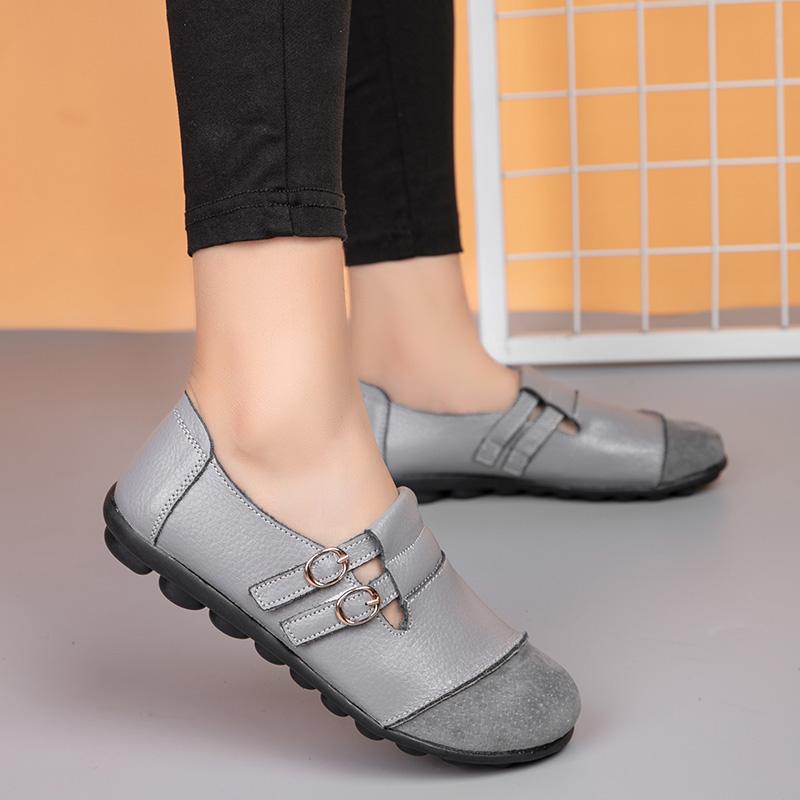 

Женские мокасины кожаные туфли для вождения мокасины удобные балетки повседневные туфли без застежек больших размеров для ходьбы для мам EU: 44 серый