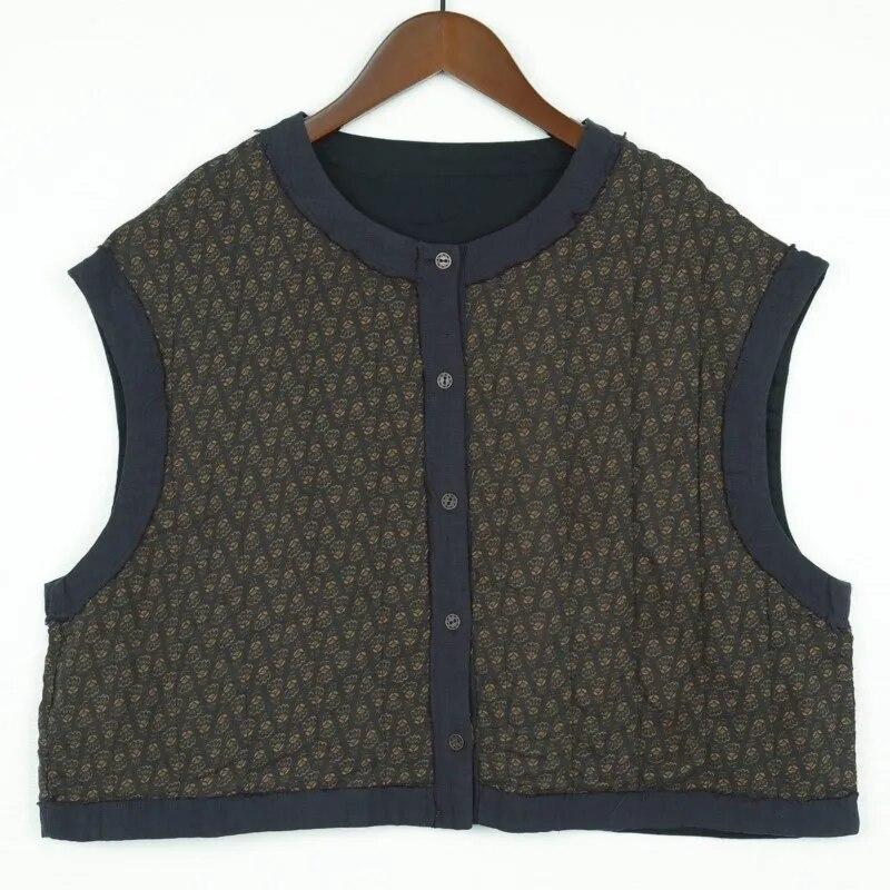 Johnature Gilet da donna in cotone con stampa floreale Cappotti con bottoni con o-collo Primavera Gilet da donna in stile cinese di alta qualità
