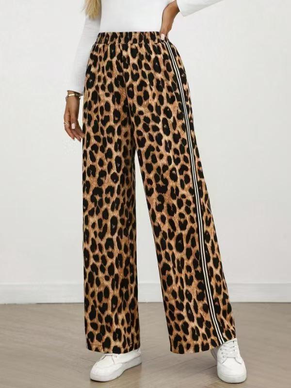 2025 European Women s Loose Casual Printed Straight-Leg Sports Pants Large темно-коричневого