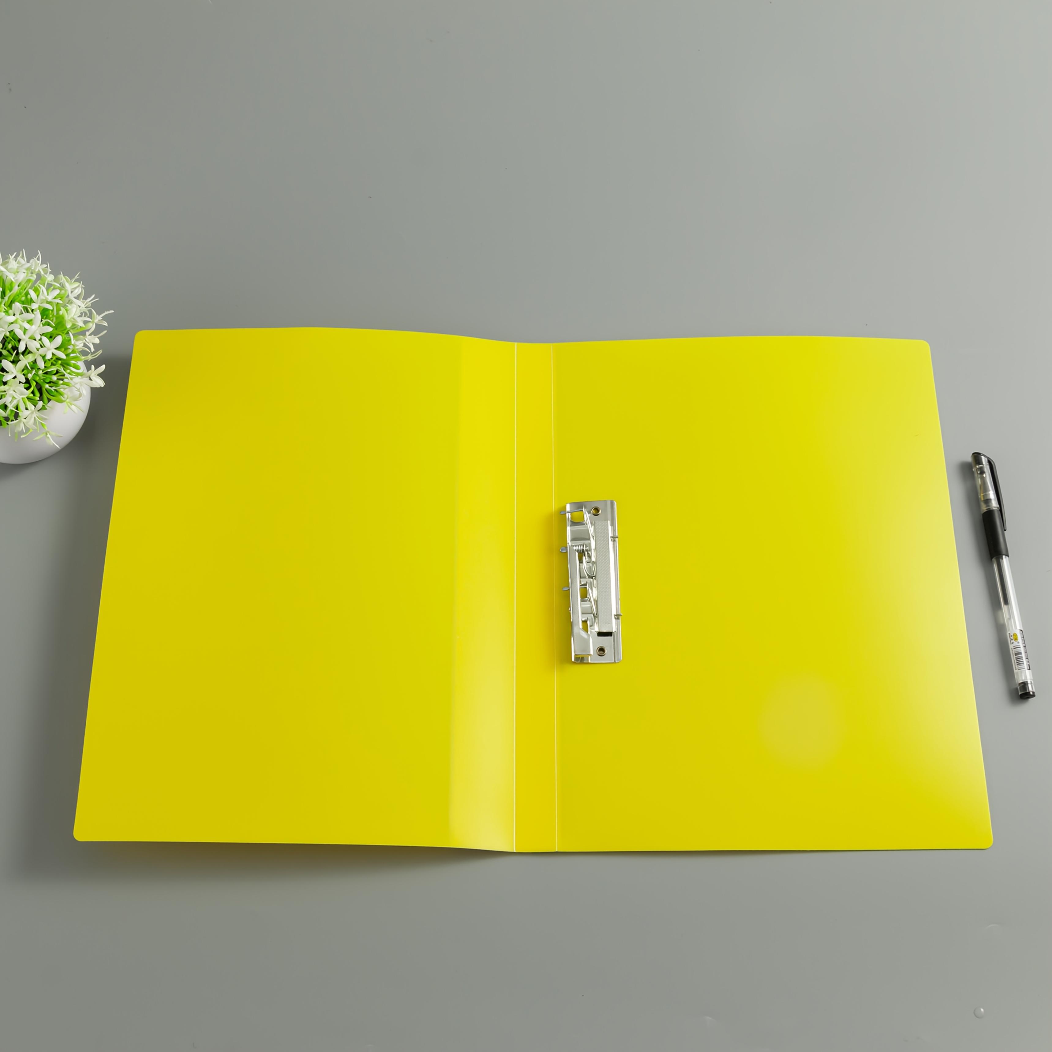 

1pc 12x8.66 Inch Plastic Binder Folders with Metal Rings - Durable Multi-Color Office Supplies for Reports, Meeting Notes жёлтый