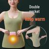 Women's Fleece-Lined Thermal Vest with Pockets – Belly and Waist Protection, Seamless Design for Autumn and Winter Warmth