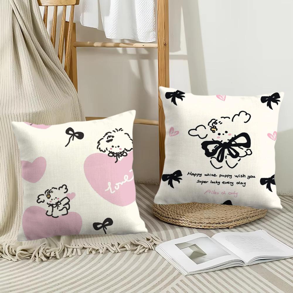 Cartoon Puppy Cushion Cover Short Plush Double-Sided Printing Home Machine Washable In Warm Winter Pillow Cover