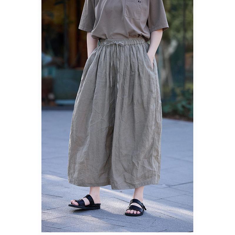 

Women s Retro Loose Linen Balloon Pants - Soft, Light, Skin-Friendly Summer Wear L