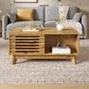 Coffee Table Modern Retro, Height-adjustable Tabletop, Sliding Shutter Door, Wood-look, MDF Body, Multifunctional Living Room Table