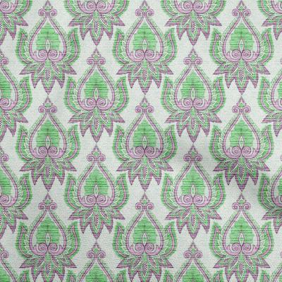 Cotton Flex Green Fabric Asian Traditional Floral With Texture Dress Material Fabric Print Fabric By The Yard 40 Inch