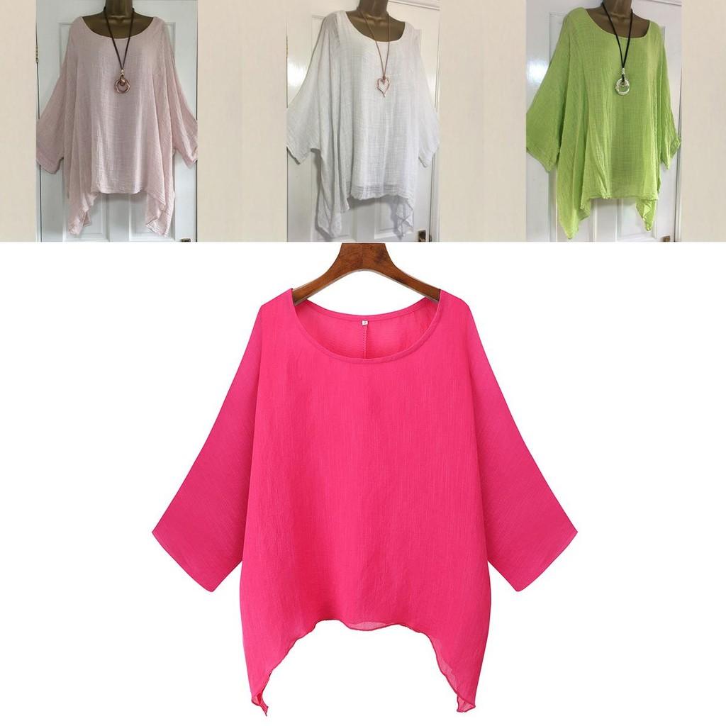 Stylish Plus Size Women's Loose-fit Kaftan Blouse With 3/4 Sleeves For Summer Outings