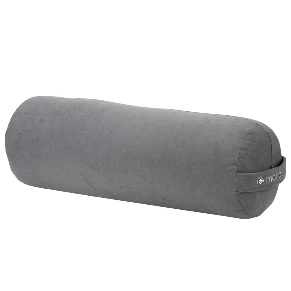 Manduka ENLIGHT Round Bolster Yoga Thunder for yoga and Cushion, (43301A022/43301A-6695), stretching. [Used]