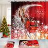 11style 4Pcs Bathroom Shower Curtain Set Christmas Tree Bathroom Curtain With 12 Hooks Non Slip Rugs Toilet Cover Mat Bathroom Partition