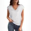 Damen Sommer V-Ausschnitt Pailletten Kurzarm Top Weste