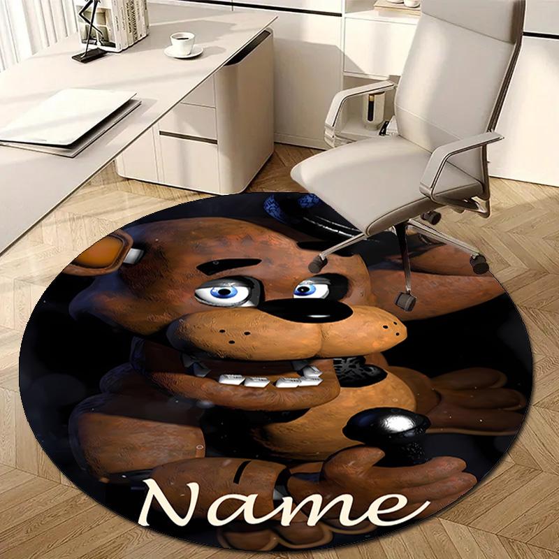 Personalized F-Freddy bear Round Chair Office Rug - Perfect for Mat, Office Chair & More - Ideal Gift for Birthdays and Holidays