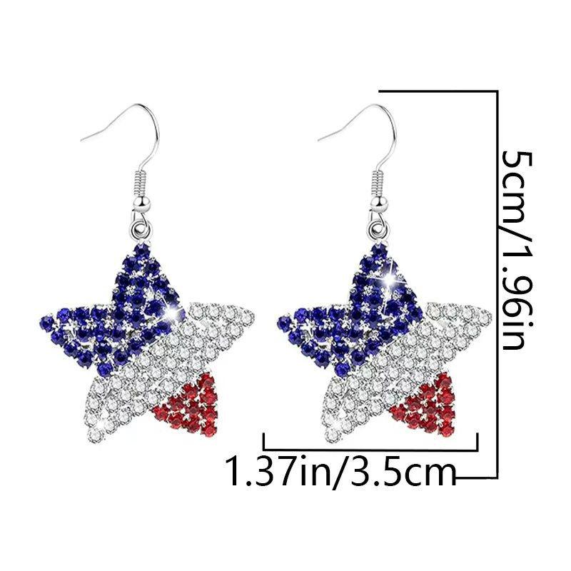 Rhinestone Spot Welded Pendant Earrings Trend American Independence Day Diamond Flag Earrings Earrings
