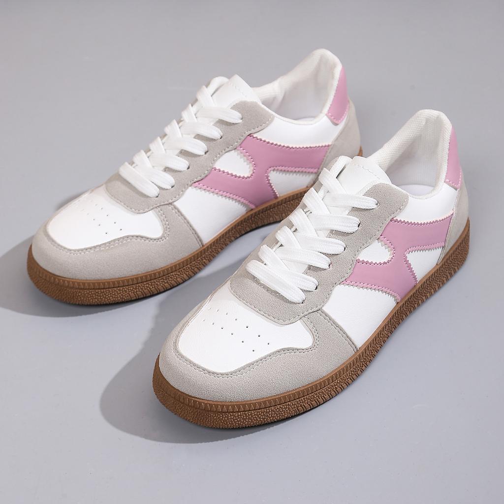 2025 new fashion versatile casual flat shoes color matching retro trend sports board shoes German training white shoes women's shoes