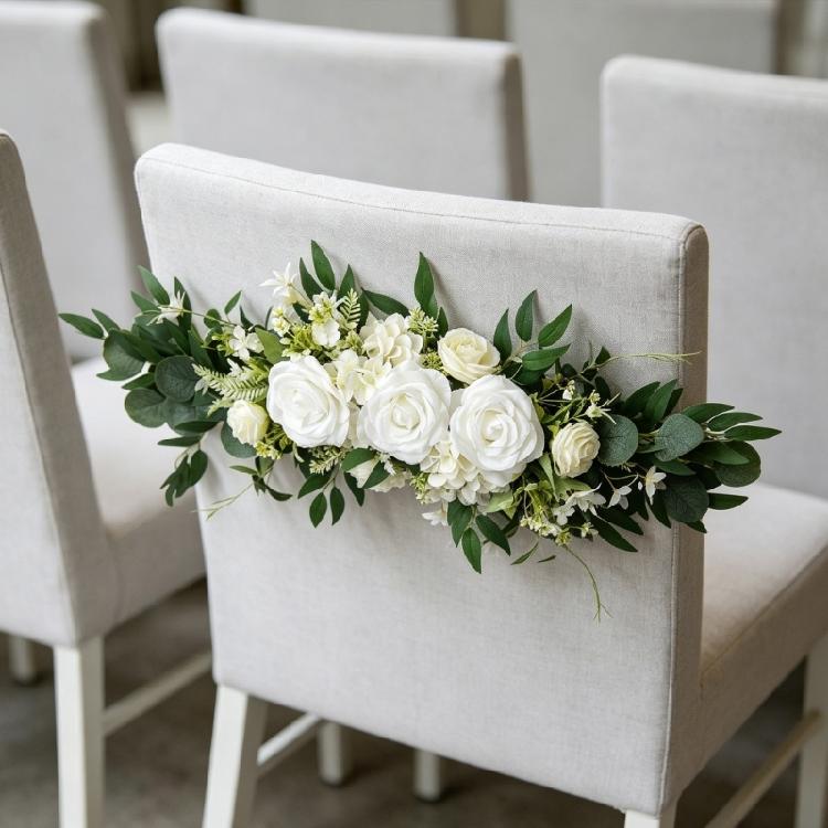 Artificial Rose Flower Wedding Chair Back Flower Arrangement For Ceremony Backdrop And Engagement Table Centerpieces