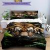 3Pcs Tiger Print Printed Bedding Set, Breathable And Soft, Machine Washable, Christmas Gift, Suitable for Bedroom Decoration, 15181