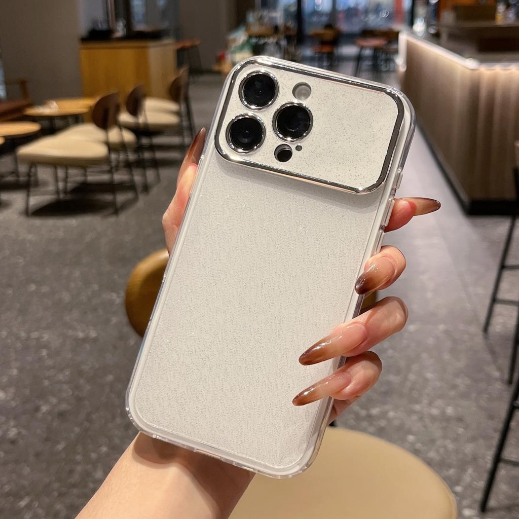 Luxury Shiny Glitter Camera Large Window Case For iPhone 17 Air 16 15 14 Plus 13 12 11 Pro Max Shockproof Bumper Glossy Cover