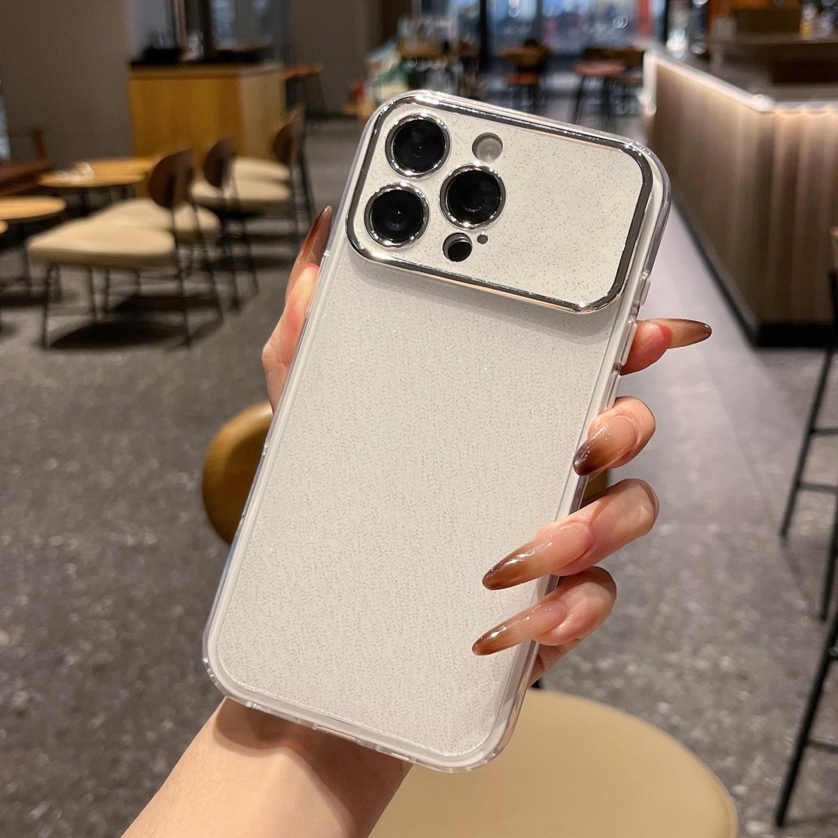 

Large Window Starry Sky Glitter Phone Case For iPhone 17 Air 16 15 14 Plus 13 12 11 Pro Max Solid Color Shockproof Cover iPhone 11