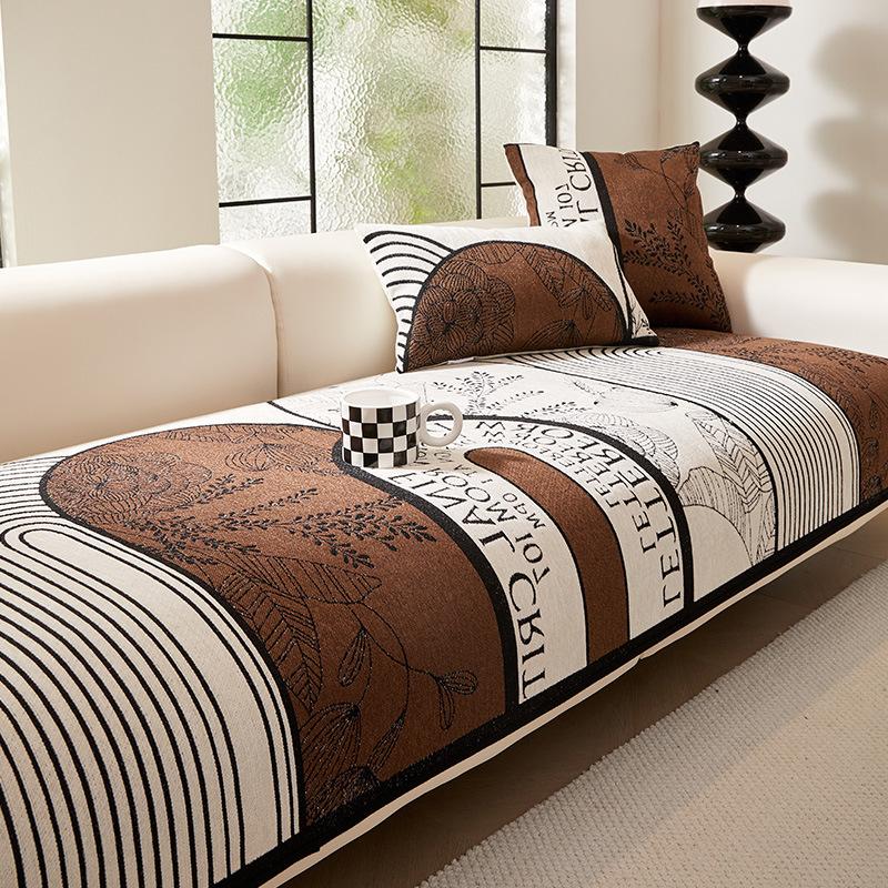 New Chenier Sofa Cover All Seasons Universal Straight Row Cover Light Luxury Premium Special-Shaped Sofa Cushion