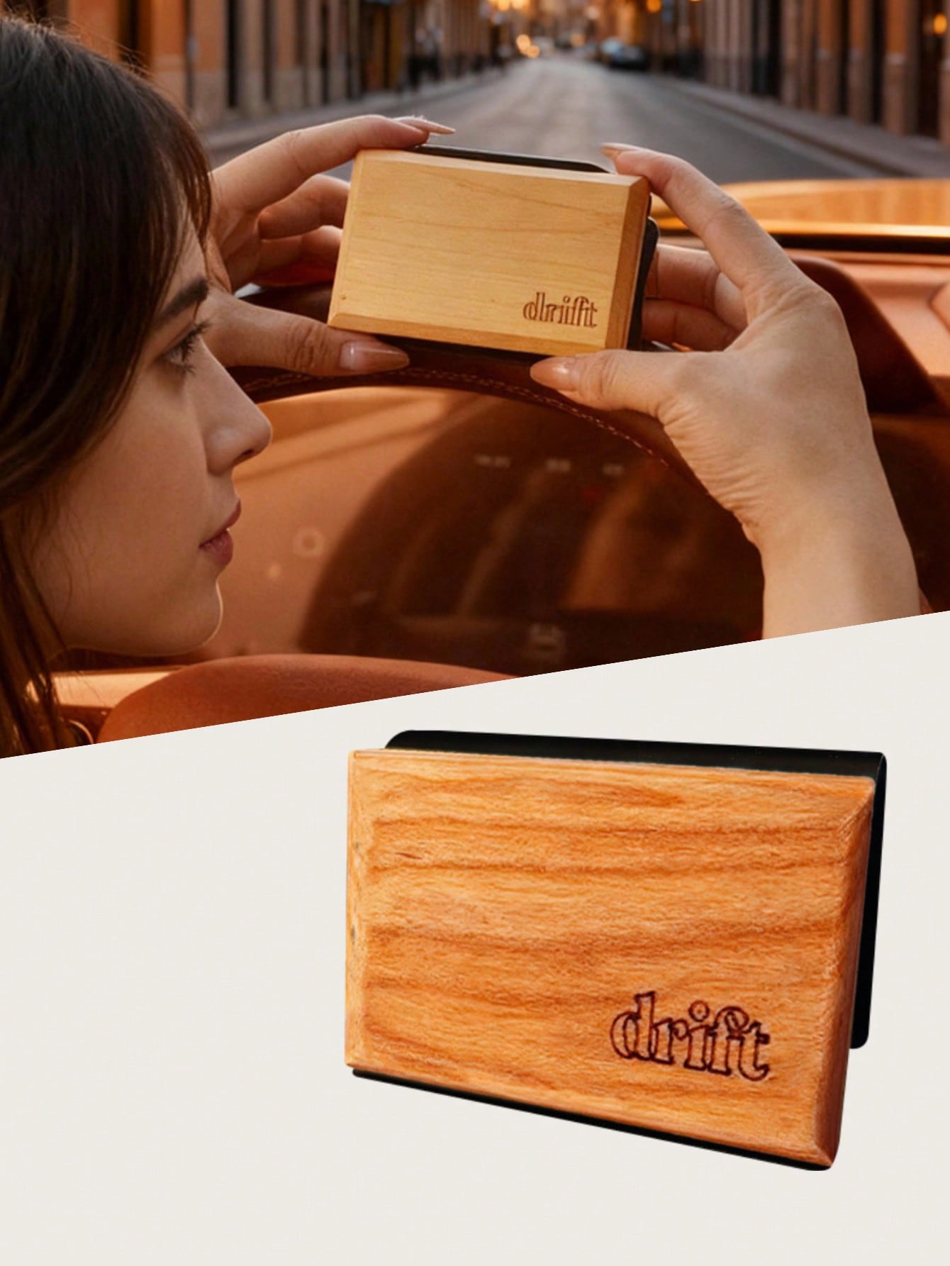 

Drift Magnetic Car Air Freshener – Wood Grain Scent Diffuser, Hidden Sun Visor Mount, Long-Lasting Fragrance, Car Perfume Holder