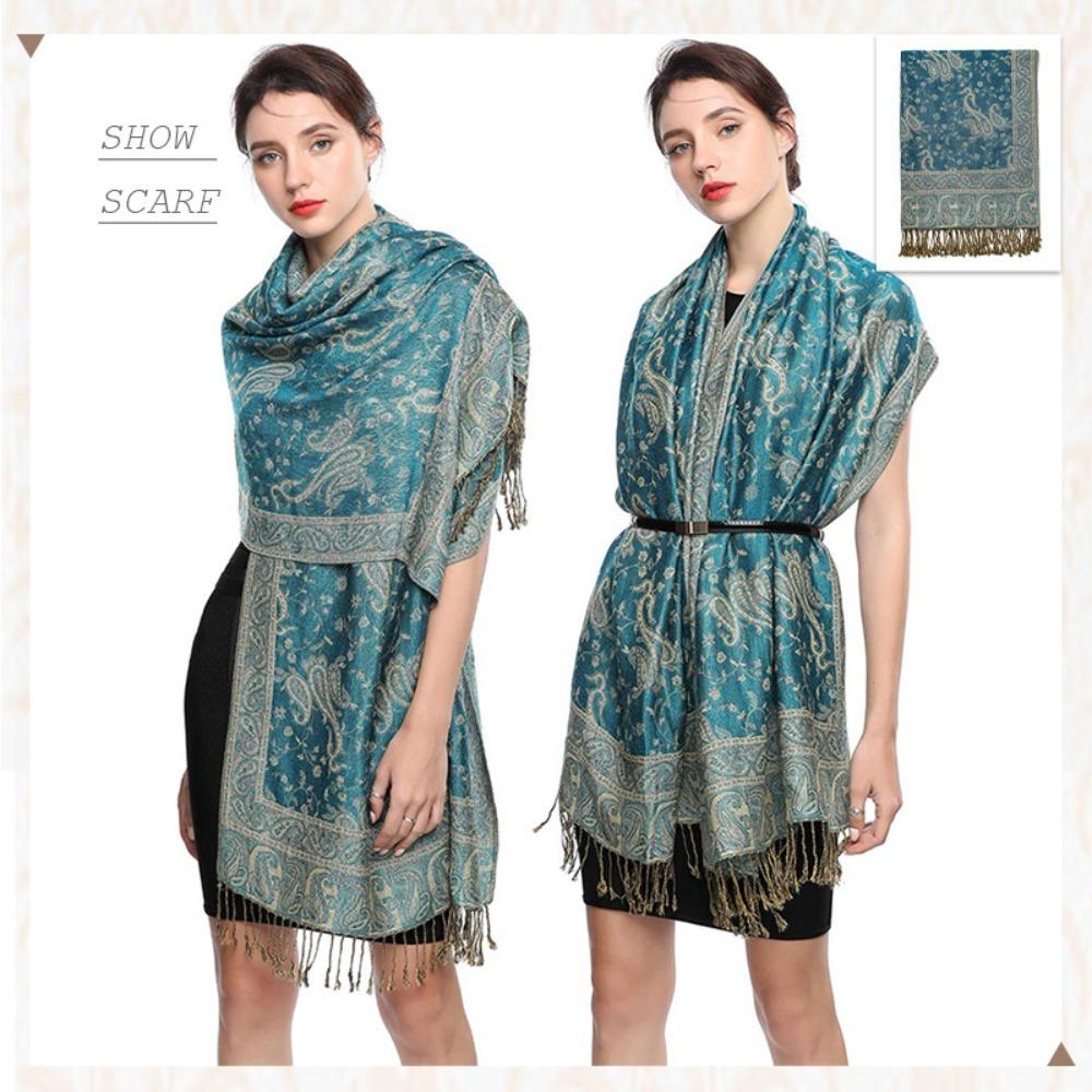 Thickened Paisley Jacquard Scarf Windproof Bohemia Poncho Hijab  Women/Men