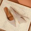 Women Pointed Toe Wedge Heel Pumps Versatile Shallow Mouth Thick Sole Exposed Heel Autumn Dress Shoes