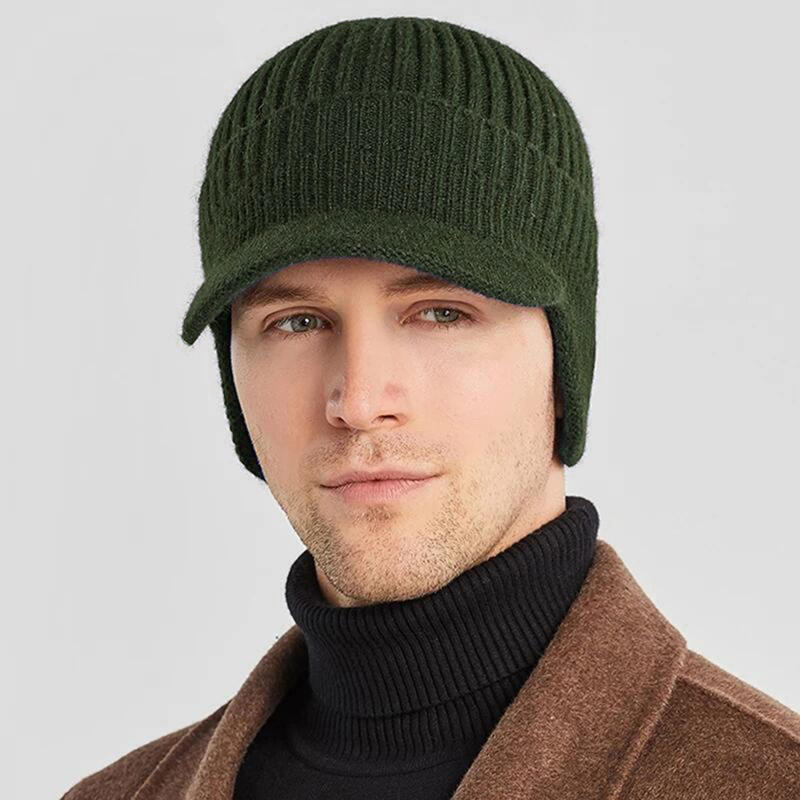 European And American Men Winter Warm Ear Protection Knitted Hat Outdoor Riding Fleece Hat