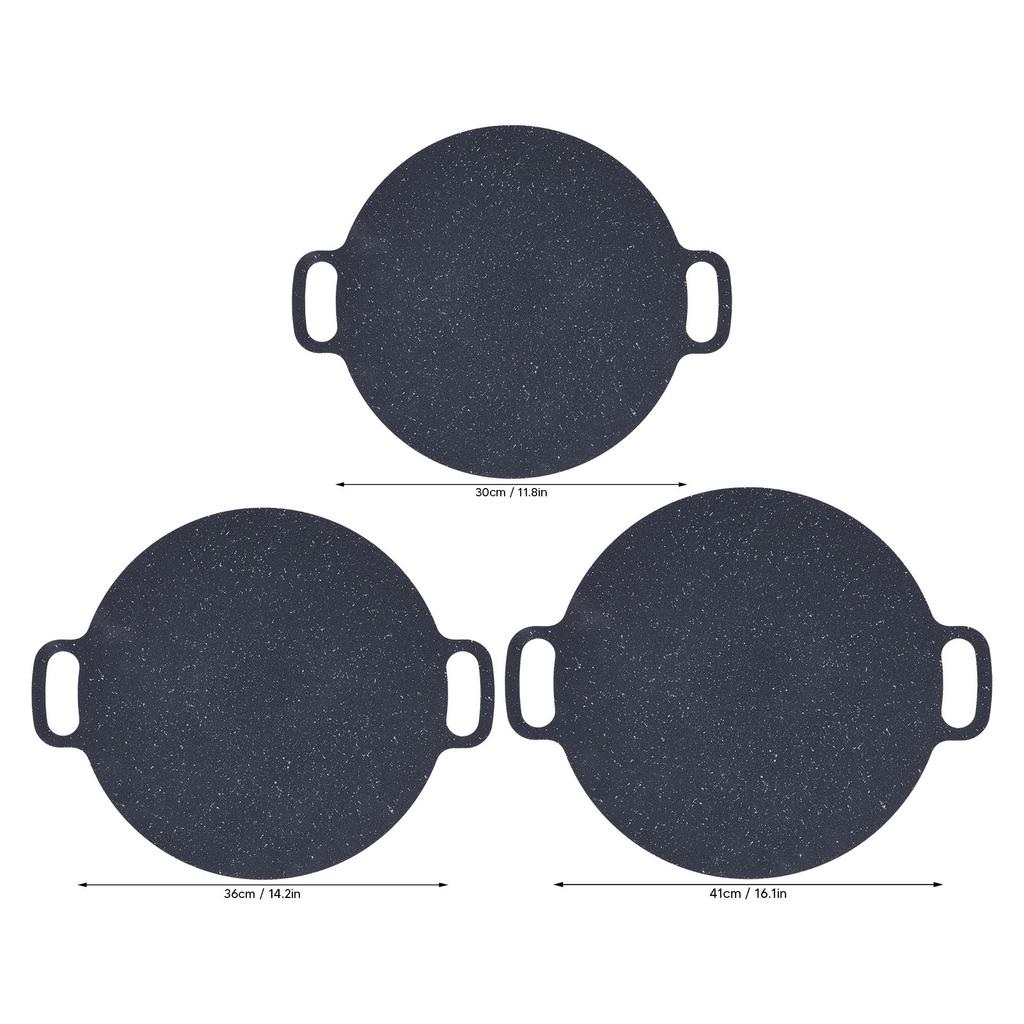 Round Barbecue Plate Nonstick BBQ Frying Cooking Pan with Food Tongs and Protection Gloves