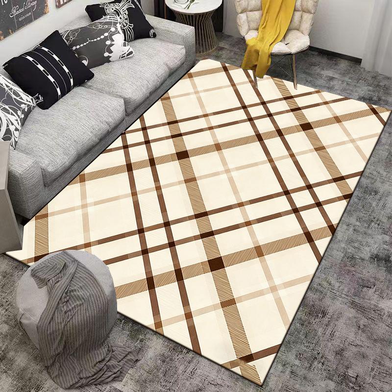 Plaid Pattern Carpet, Brown and Beige Tartan Design for Home Decor Suitable for use as an anti-slip for living room bedroom sofas