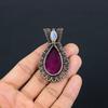 Ruby & Moonstone Pendant Gemstone Jewelry, 999 Copper Wire Wrapped Handmade Pendant, Latest Design Jewelry