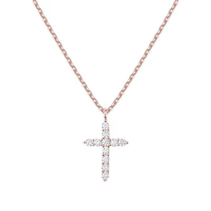S925 Sterling Silver Cross Pendant Necklace, Vintage Minimalist Clavicle Chain, Niche Dainty Jewelry for Women