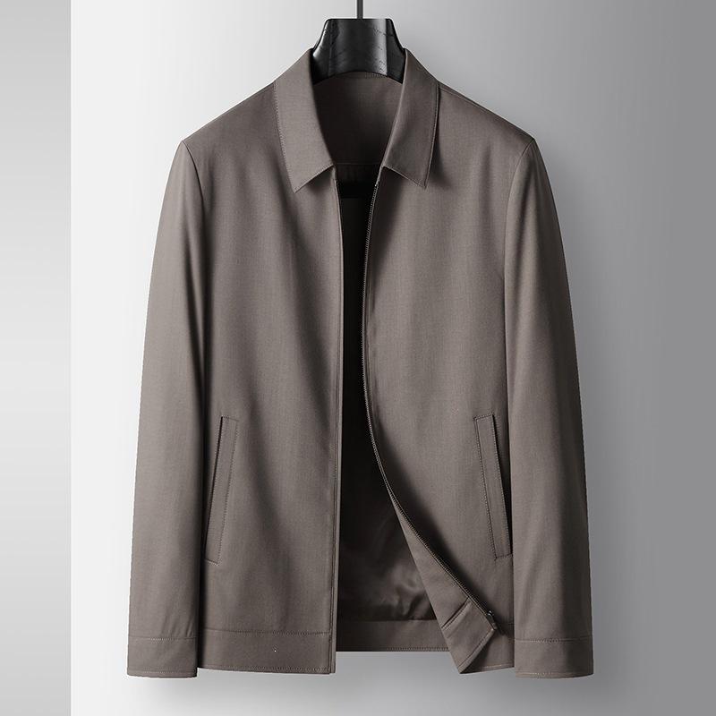 Men's Non-Iron Wool Lapel Jacket - Spring/Autumn Business Wear for Middle-Aged & Young Adults
