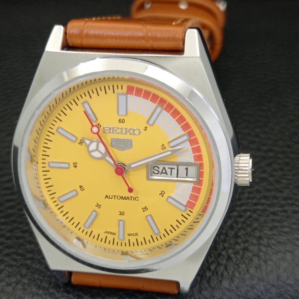 Seiko 5 AUTOMATIC VINTAGE REFURBISHED 6309A JAPAN MENS YELLOW WATCH A440890-4 Sk-a440890