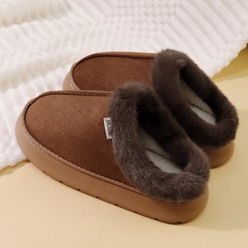 Fluffy Women's Slippers Winter with Thick Sole for Indoor Anti-Slip and Warmth At Home with Fur Lining for Couples