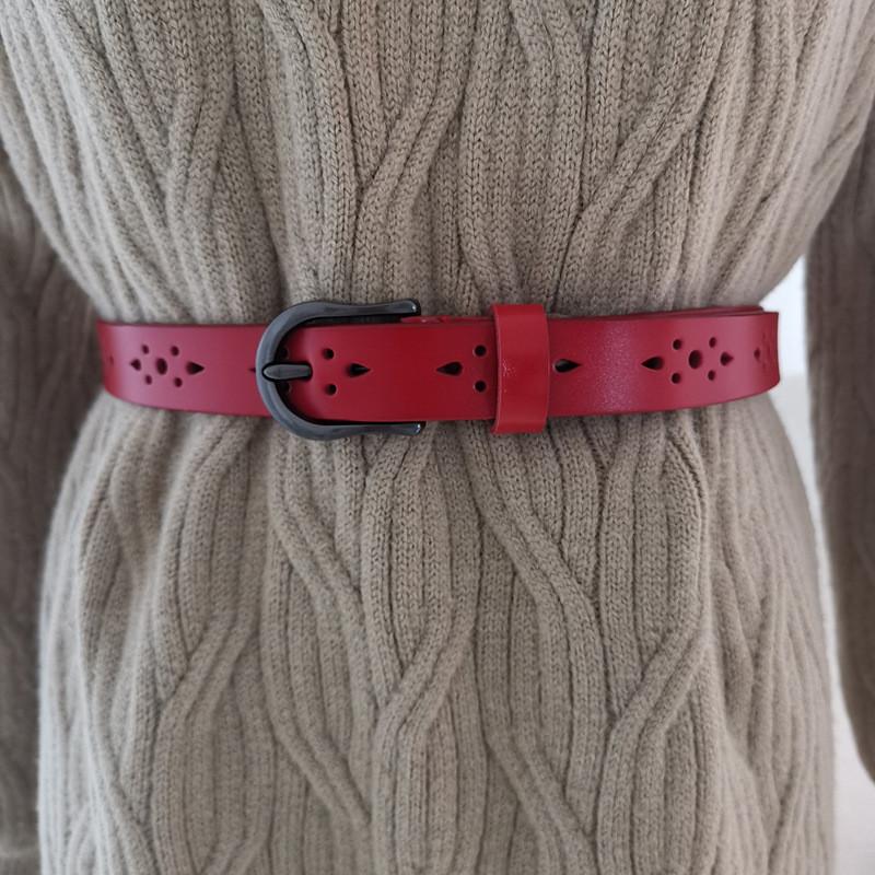 Fashionable Womens Leather Waist Belt With Alloy Closure For Daily Casual Outfits