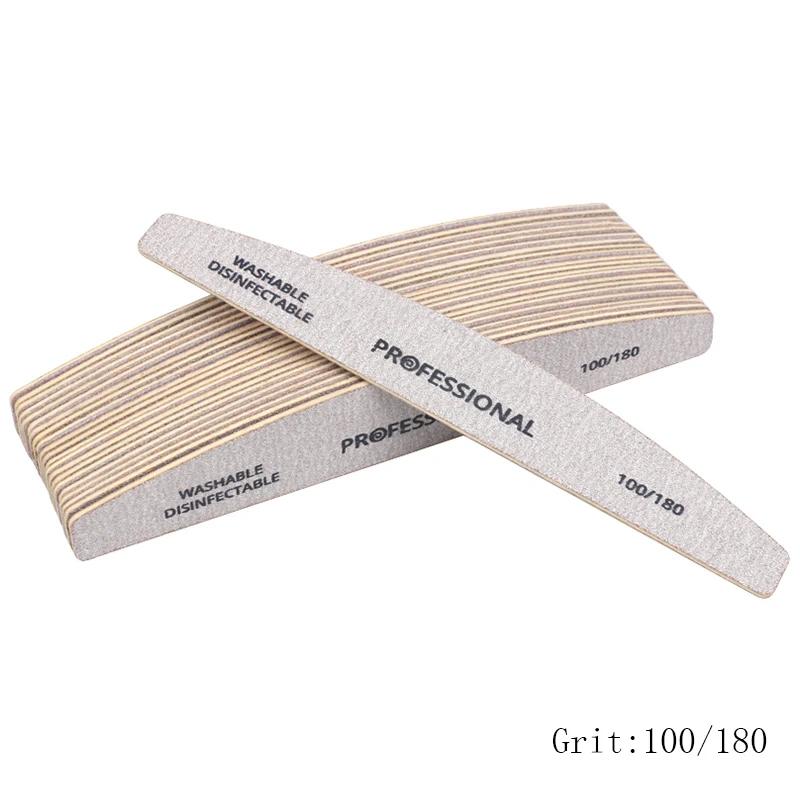 

10pcs/Lot Wooden Nail Files Professional Nail Buffer 100/180 limas manicura Block Grey Boat Gel Polishing Wood Sanding Nail File