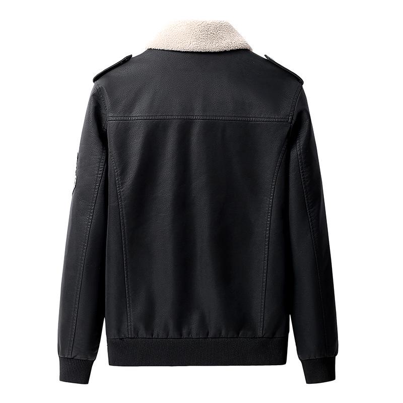 Herren Übergröße Faux-Schweinsleder Pelzkragen Fliegerjacke