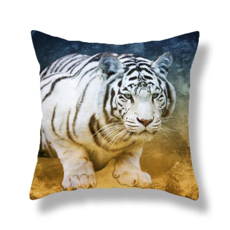 Heimdekoration Tierwelt Tiger Kissenbezug Bett Wohnzimmer Sofa Bürositz Auto Lendenkissen Bezug