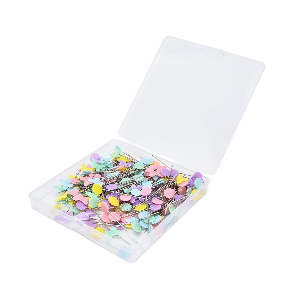 200Pcs Flower Button Head Pins Cute Flower Butterflies Colorful DIY Decorative Positioning Pin for
