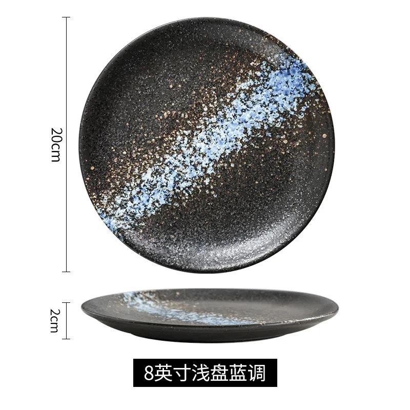 Ceramic Dinner Plates Creative Japanese Style Glaze Round Steak Salad Fruit Dessert Food Plate Kitchen Tableware Gift