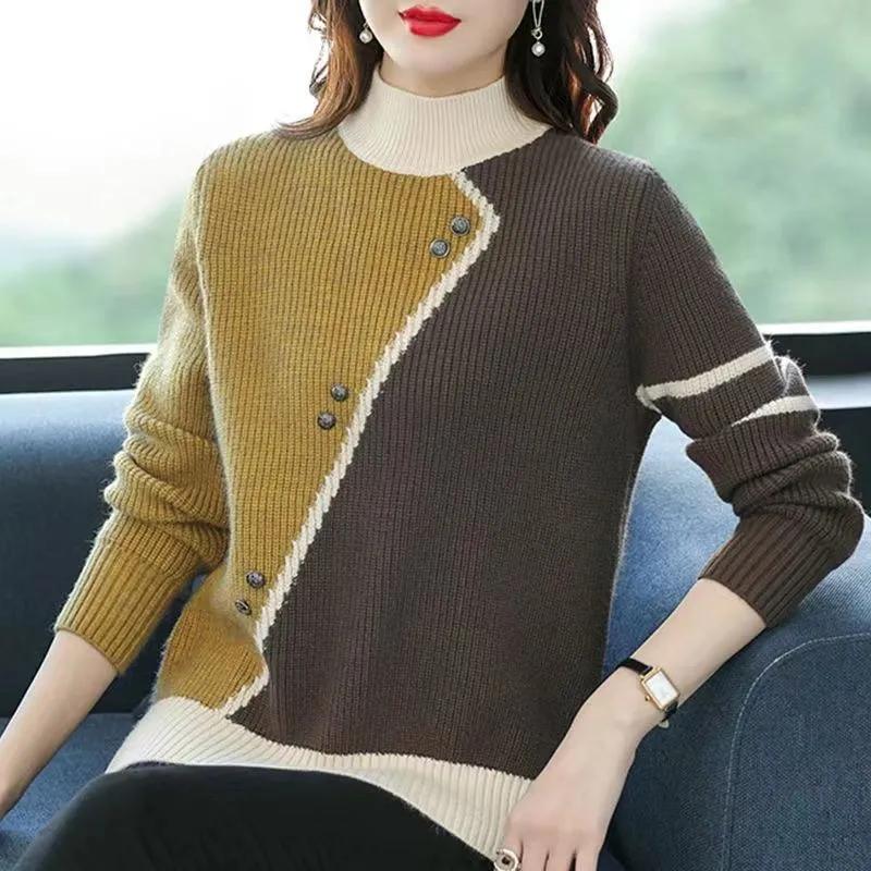 Fall and Winter Women's Thickened Knit Sweater Loose Pullover Bottoming Shirt