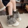 Winter Women's Versatile Fashion Platform Fluffy Booties  New Warm Thickened Cold-proof Cotton Shoes