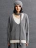 Women's Cashmere Color Block Knit Sweater - Casual Two-Piece Look, Autumn/Winter, Loose Fit, Versatile Style